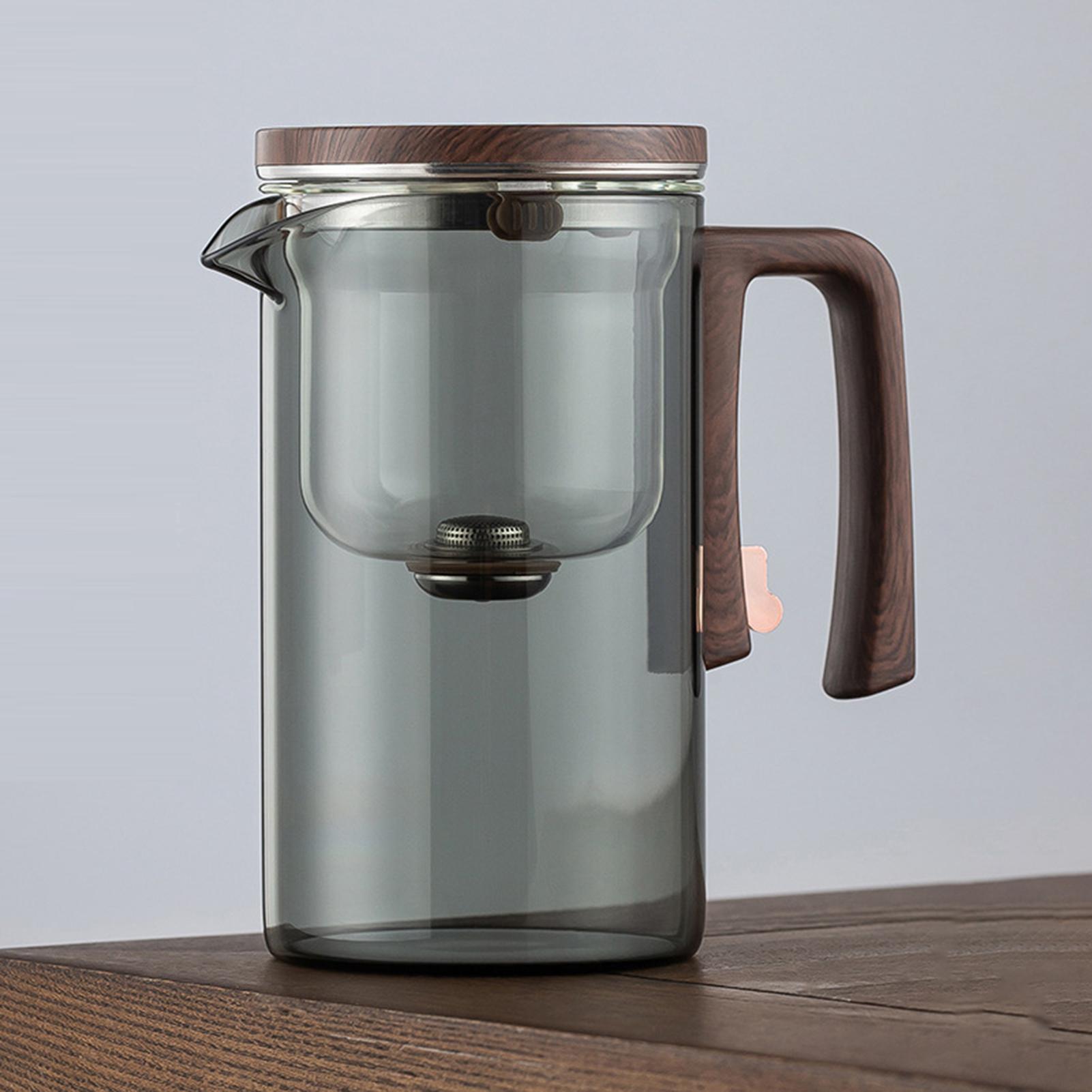 

1 Набор Стеклянный чайник с разделением воды Деревянная ручка Стеклянный чайник для чая с инфузором Носик без капель Чайник для заваривания чая