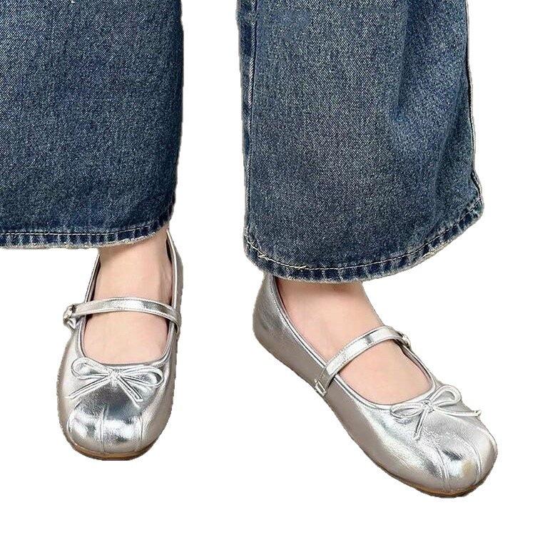 Bow with Skirt Square Head Shallow Mouth Single Shoes New Autumn Soft Sole Mary Jane Gentle Evening Shoes