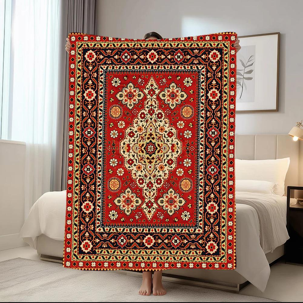 VintagePersianRug Throw Short Plush Throw Blanket Soft Skin-Friendly Multi-Scene Home Office