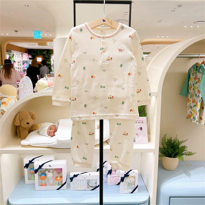 

Korean Kids Waffle Print Soft Set 736 90 бежевий/квітковий