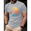 Men's Summer Casual Fashion Sunset Palm Tree Print Crew Neck Short Sleeve T-Shirt