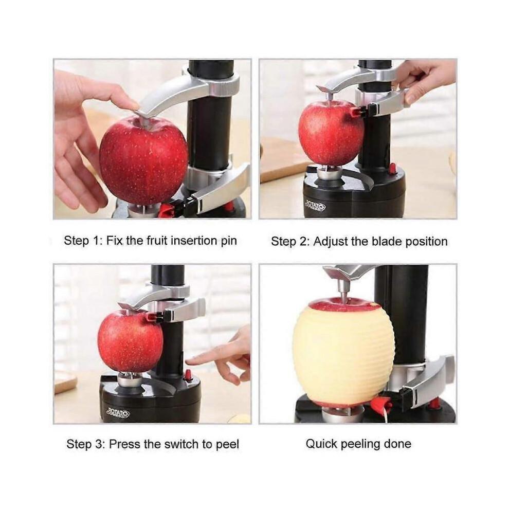 Pelapatate Elettrico Automatico Rotante Pelapatate per Mele Pelapatate per Patate Taglierina Automatica per Frutta e Verdura Strumento per Sbucciare da Cucina 1 Pezzo - Nero