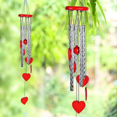 Gümüş Borularla Kalp Şeklinde Rüzgar Çanı – Balkon için Rüzgar Çanları, Huzurlu Bir Atmosfer için Rahatlatıcı Ses, Ev Hediyesi için İdeal,
