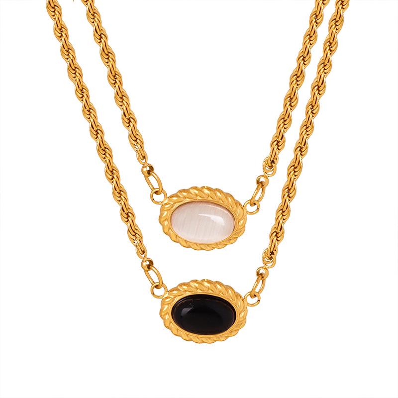 18K Gold Titanium Steel Twist Chain Pendant Necklace - Retro Hip Hop Clavicle Jewelry for Women