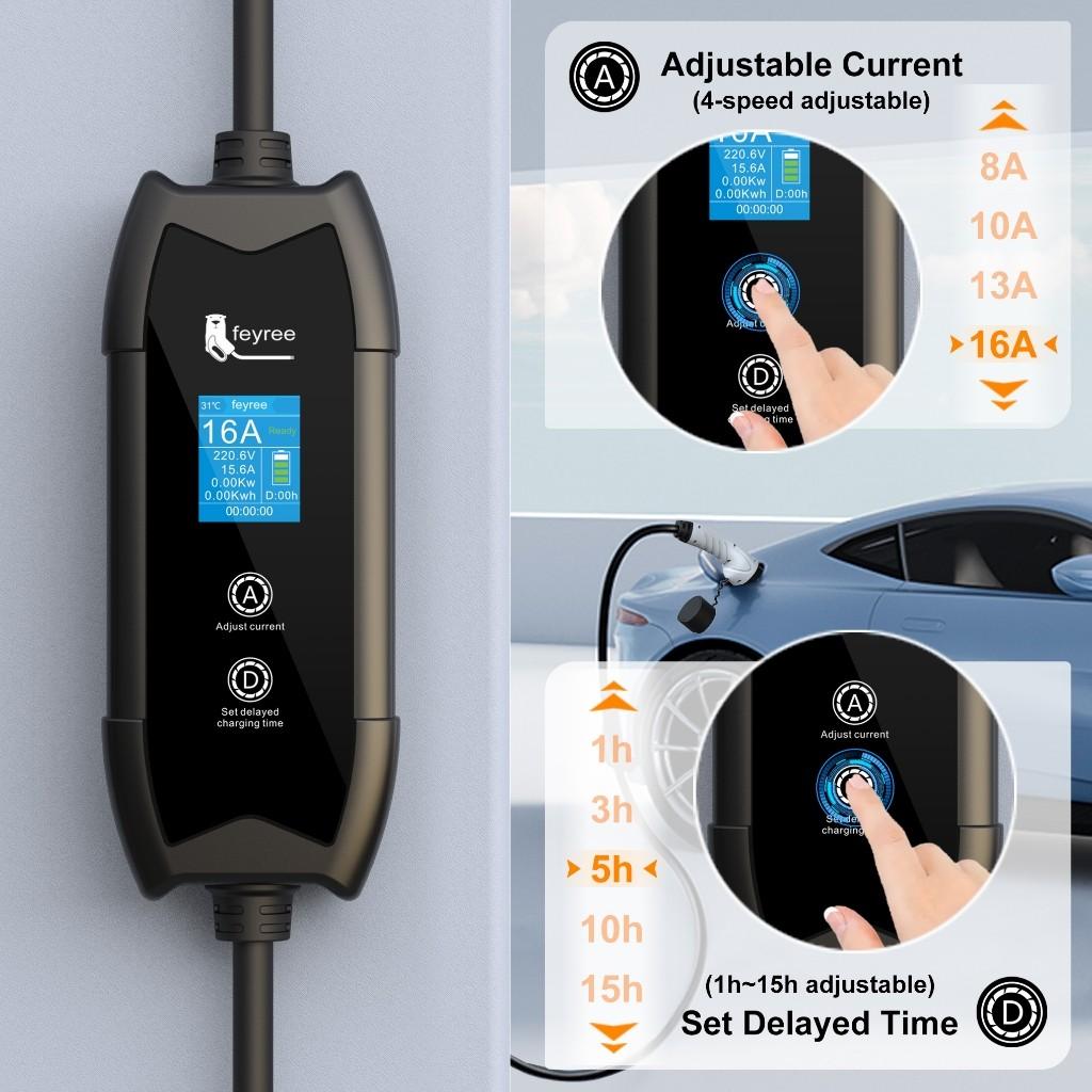 Type2 Portable EV Charger 16A 3.5KW Electric Vehicle Charger Multiple Protections Car Charging Station