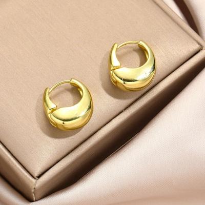 Chunky Gold Ear Cuff Earrings for Women Minimalist Oval Earrings Cartilage Stud Huggie Hoop Earrings