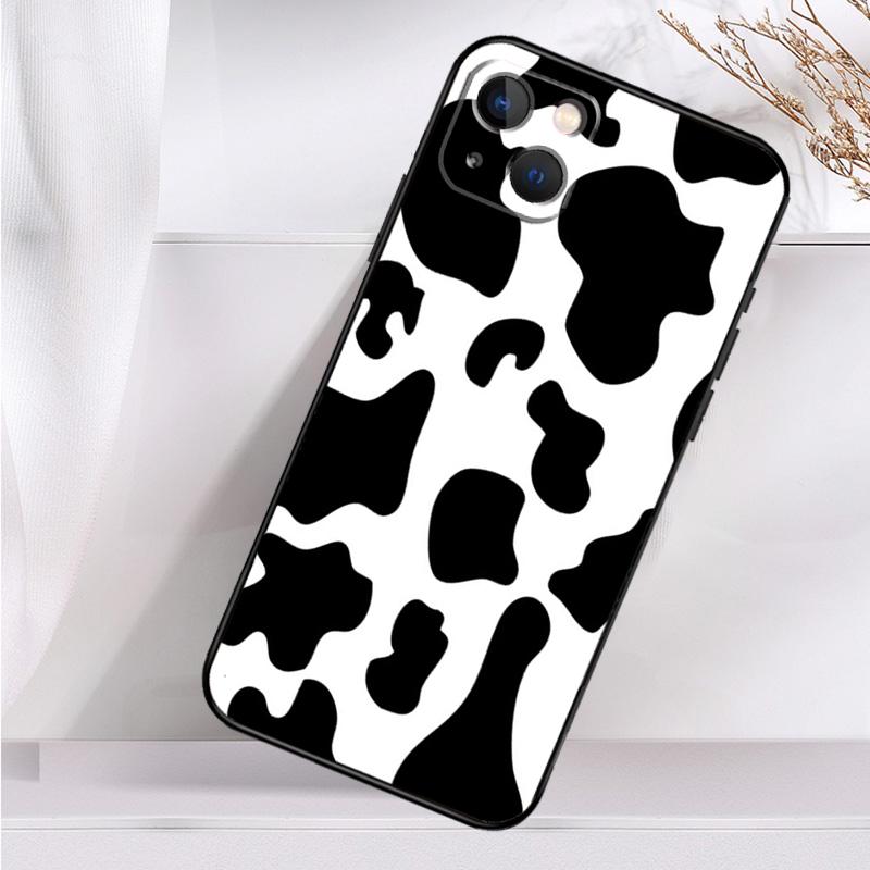White Black Cow Print Shockproof Case For iPhone 17 15 16 Pro Max 11 14 Plus 12 13 Mini 16e 17 Air Phone Cover