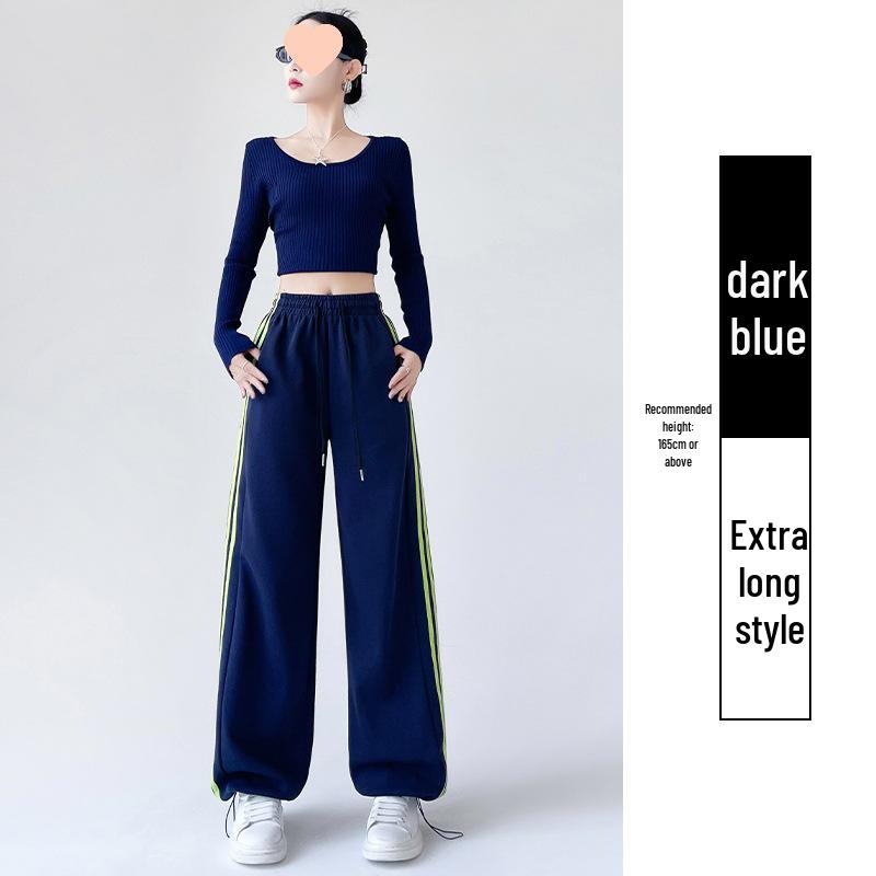 

Off-White Women s High-Waisted Wide-Leg Sweatpants: Casual Petite Fleece-Lined American-Style Striped Pants for Spring & Autumn L 55-62.5kg