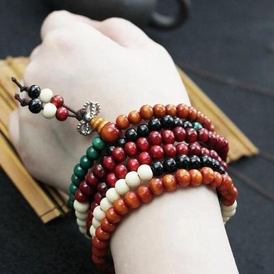 Mode Accessoires Buddhistisch Natürliches Sandelholz Buddha Meditation Holz Gebetskette Mala Armband Armreifen Frauen Männer 108 Perlen