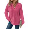 Women's Fashion Long Sleeve Drawstring Hooded Button V-neck Casual Hooded Sweatshirt Top