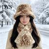 Cute Aesthetic Winter Hat Women Spotted Deer Hat, Faux Fur Bucket Scarf, Warm Soft Cozy Furry Fisherman for Girls, Autumn Accessory