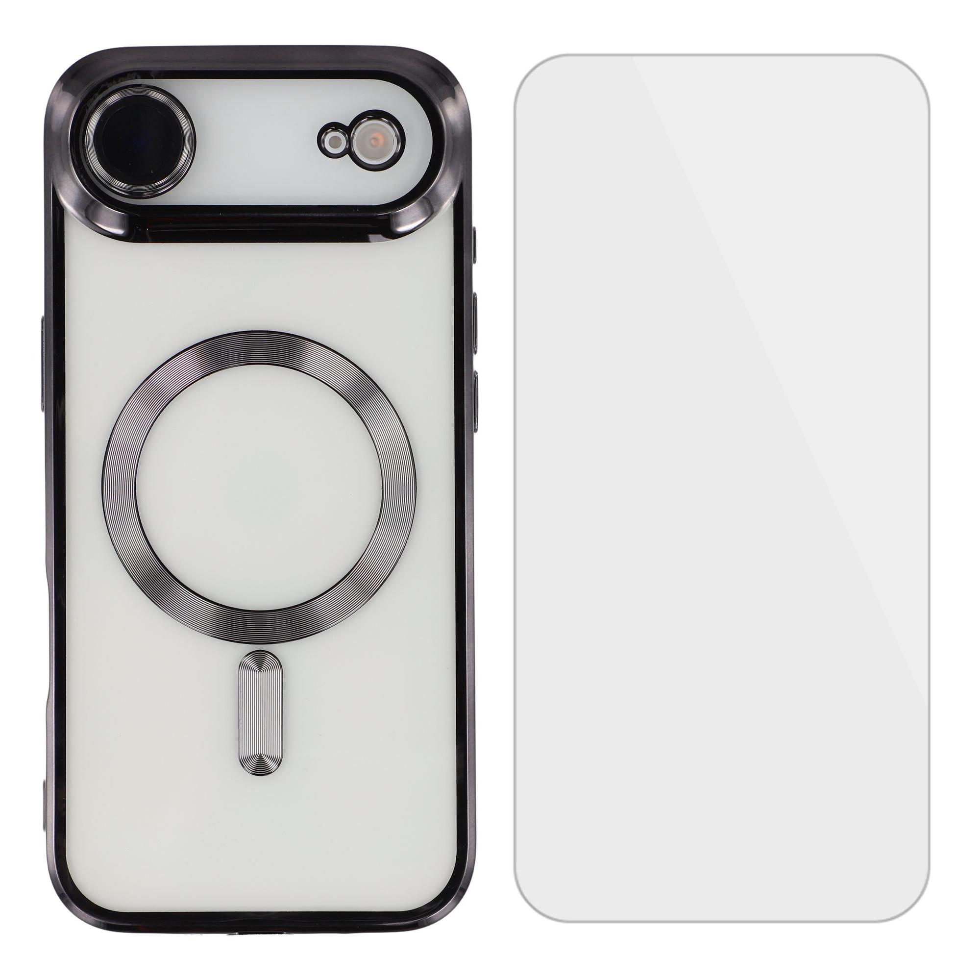 

For iPhone 17 Air Magnetic Case CD Veins Glass Lens Guard TPU Phone Back Cover with Screen Film Purple