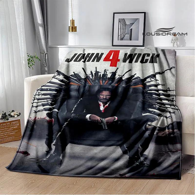 Film John Wick bedruckte Decke Picknickdecke Warme Decke Weich und bequem Heimreise Decke Bettwäsche Geburtstagsgeschenk