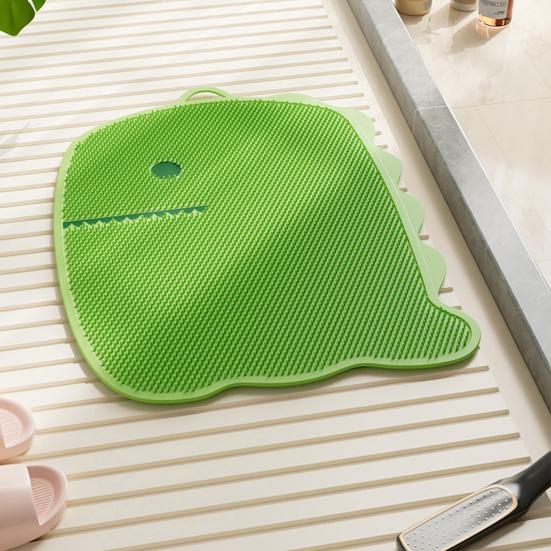 Yousheng Foot Rub Mat Dinosaur Shape Deep Cleaning Anti-Slip Suction Cup Foot Fatigue Mat Bathroom Decor Foot Care Helper