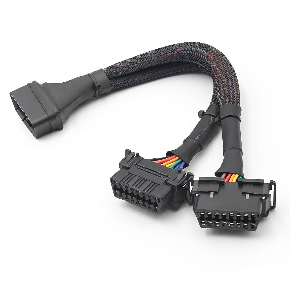 16pin OBD2 Male To Dual Female Converted Cable OBD 2 Y-Cable Car Diagnostic Auto Tool Connector
