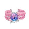 1Pc Demon Hunters KPOP Cartoon Time Gem Bracelet, Leather Braided Blue Multi Layer