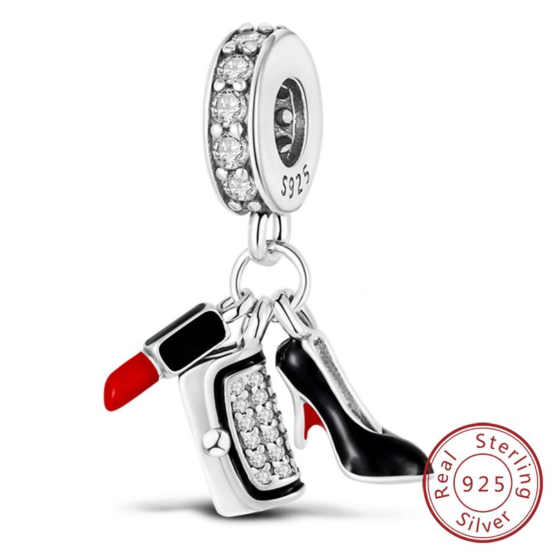 Fit Original Copper Charms Beads Bow Perfume Bottle Pink Charms For Women Fine Diy Birthday Jewelry Gifts