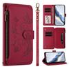 For Samsung Galaxy S9 S8 Plus S7 S6 Edge Flowers Wallet Case, RFID Blocking Flip Phone Case Zipper Card Holder Wrist Strap Cover