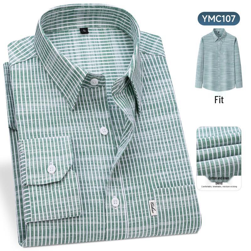 Firstview Men's Old Money Style Striped Business Casual Long Sleeve Shirt