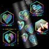 50 Silver Laser Love Stickers Transparent Laser Hot Silver Retro DIY Sparkle Creative Hand Account Pet Stickers