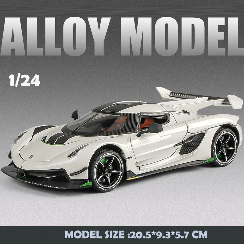 

Diecast 1:24 Scale jesko Sport Car Model Metal Casting Toys Vehicles Sound Light Collective Home Decor Kids Boys Voiture білий