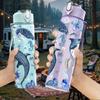 1 Stück Blau Grau Delfin Koralle Wiederholende Textur 750ml Farbe Kunststoff Wasserflasche Auslaufsicher Klappdeckel mit Strohhalm Für Sport Büro Heimgebrauch