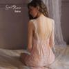 Gorgeous Jacquard Low-Cut Push-Up Backless Nightgown & Robe Set with Pads - Pure Temptation