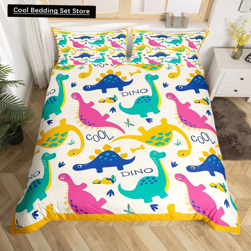 Cartoon Dinosaur King Queen Duvet Cover Jurassic World Animal Bedding Set Universe Galaxy Quilt Cover Polyester Comforter Cover