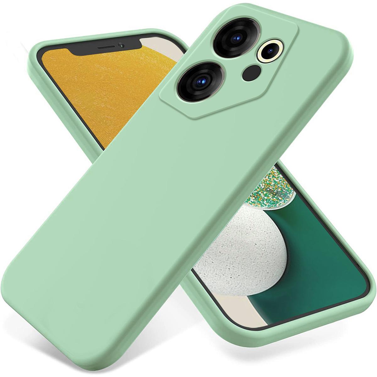 

For TECNO Camon 20 Premier 5G Anti-Fingerprint Phone Case Liquid Silicone+Soft Lining Cover Green