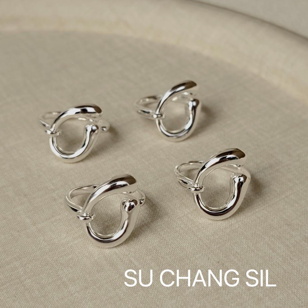 Su Chuang S925 Sterling Silver Irregular C-Shaped Open Ring for Women - Korean Design, Versatile and Unique.
