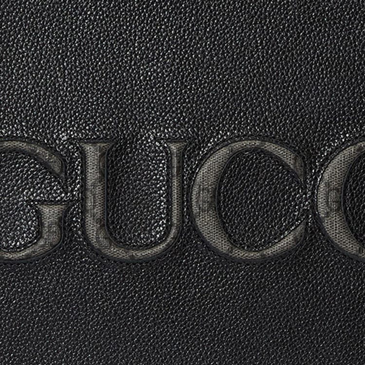 Gucci Leather With Canvas Binding Clutch Men's Black 768374-AACXC-1050