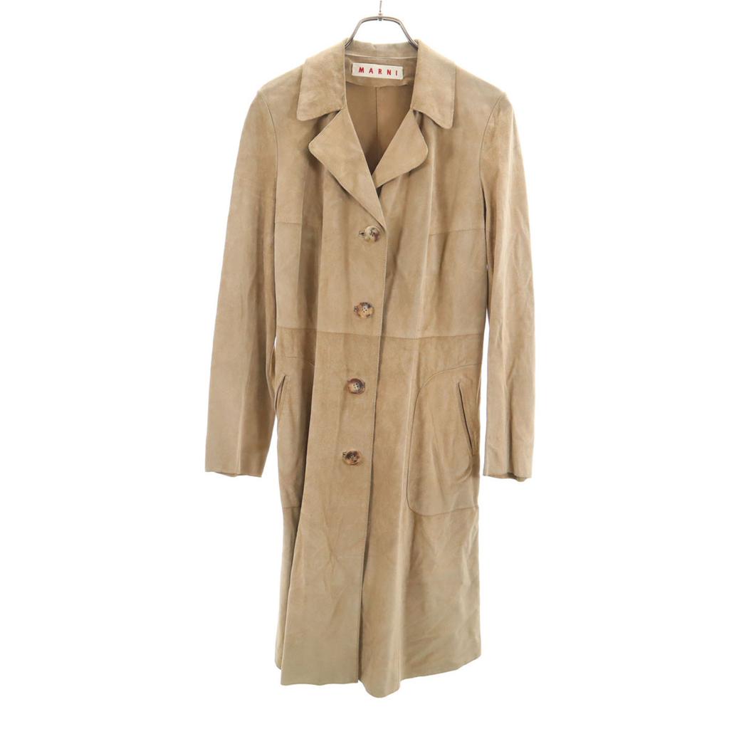 Marni Made In Italy Leather Coat 40 Beige Women Used