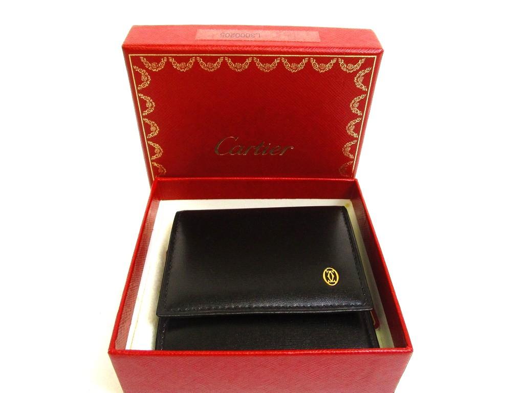 Authentic Cartier Pasha de Cartier Black Leather Gold H/W Coin Purse #b237 Open box