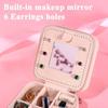 PU Leather Jewelry Box Mirror Storage Box 26 Letter Printed Portable Jewelry Organizer Earring Ring Necklace Case