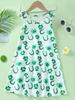 Sleeveless Little Kids Dress, Green Comfortable and Soft A Line Sundress Holiday Gift Age 2T-8Y