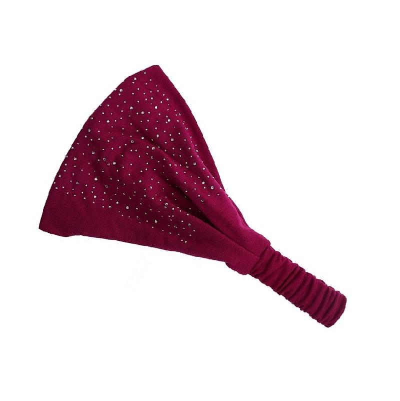 

Однотонная повязка на голову с широким краем и стразами, с эластичной лентой сзади для женщин Size fits all