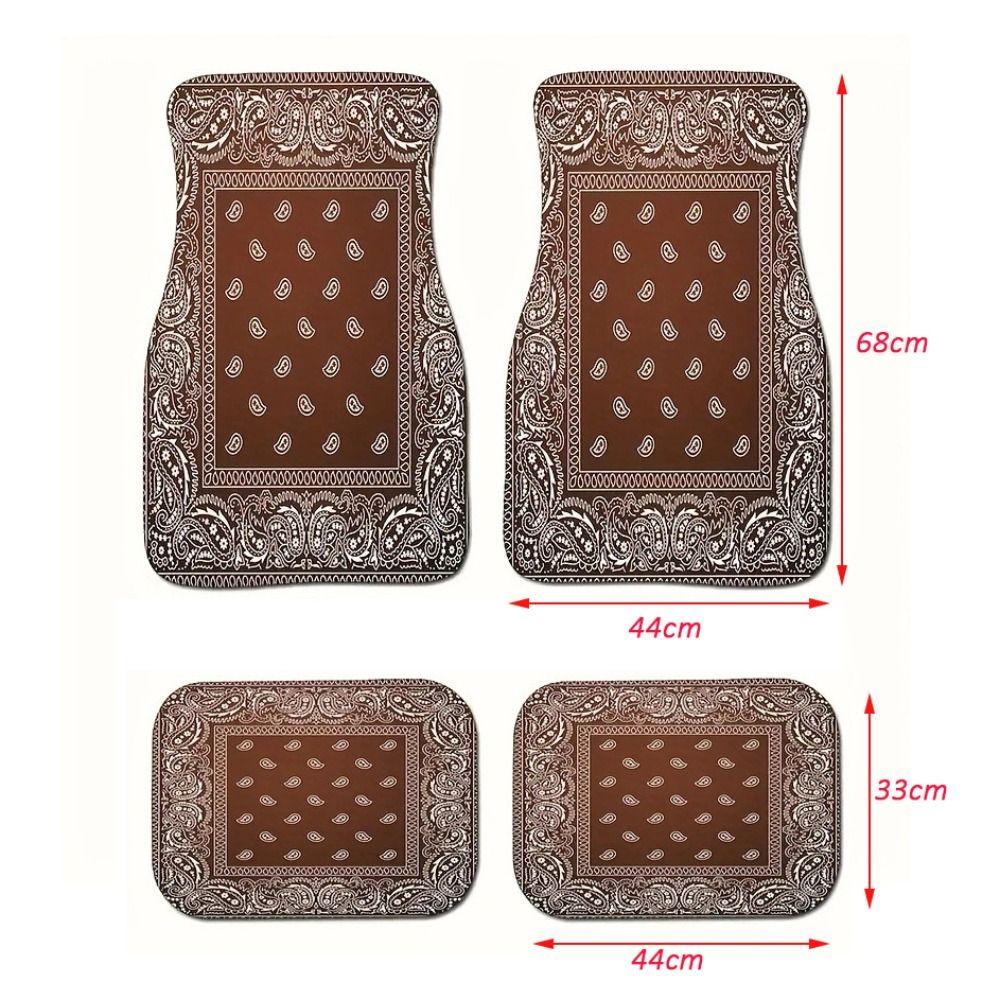 4Pcs Heavy Duty Persian Carpet Bohemian Car Floor Protector Rugs  for Front Rear Seats