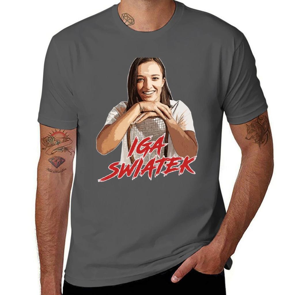Iga Swiatek Smile T-Shirt New Edition Vintage Clothes Mens Big and Tall T Shirts