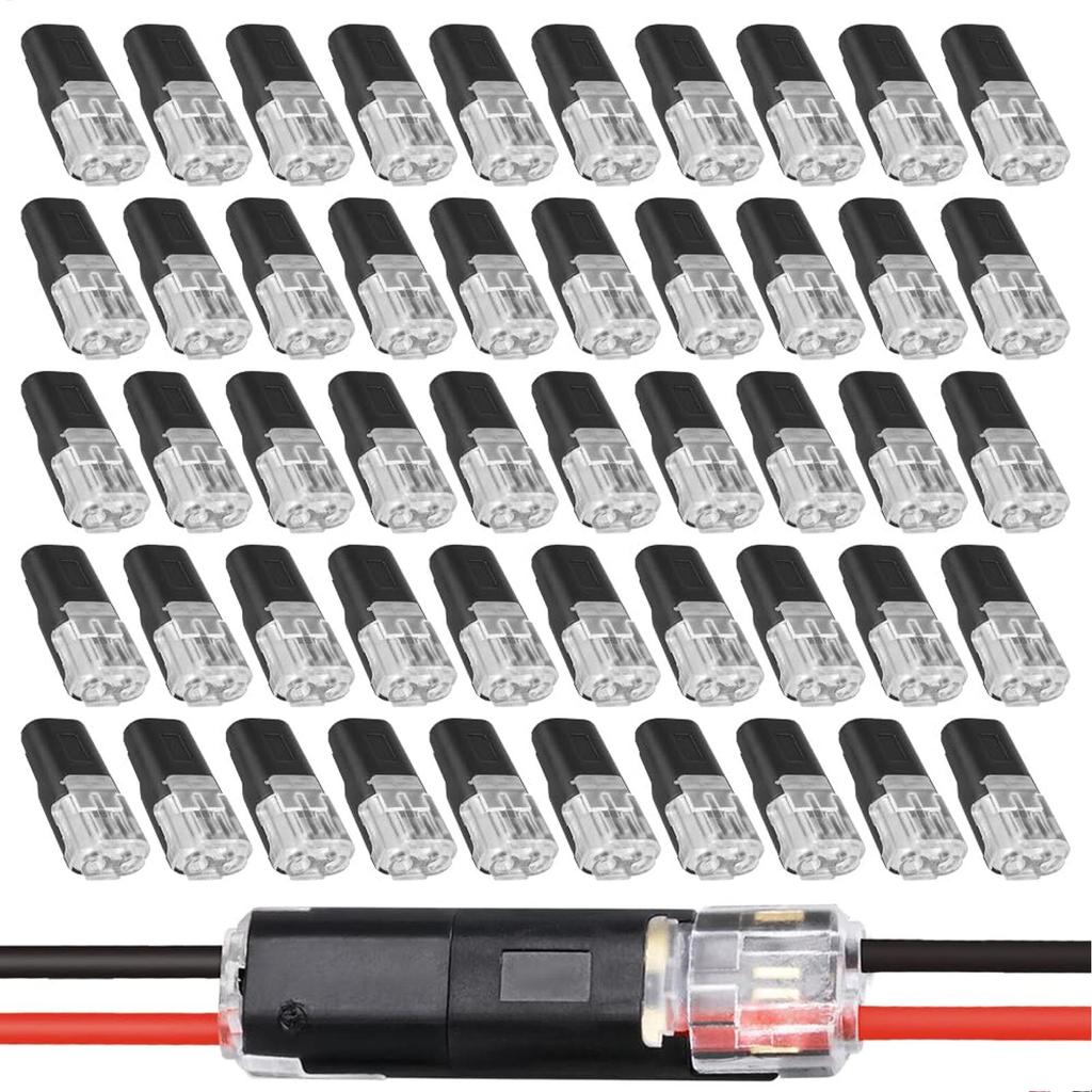 50 Piece LED Light Strip Connectors Electrical Wire Connectors with Locking Buckle Fasteners for Car Lighting Low-Voltage Decor