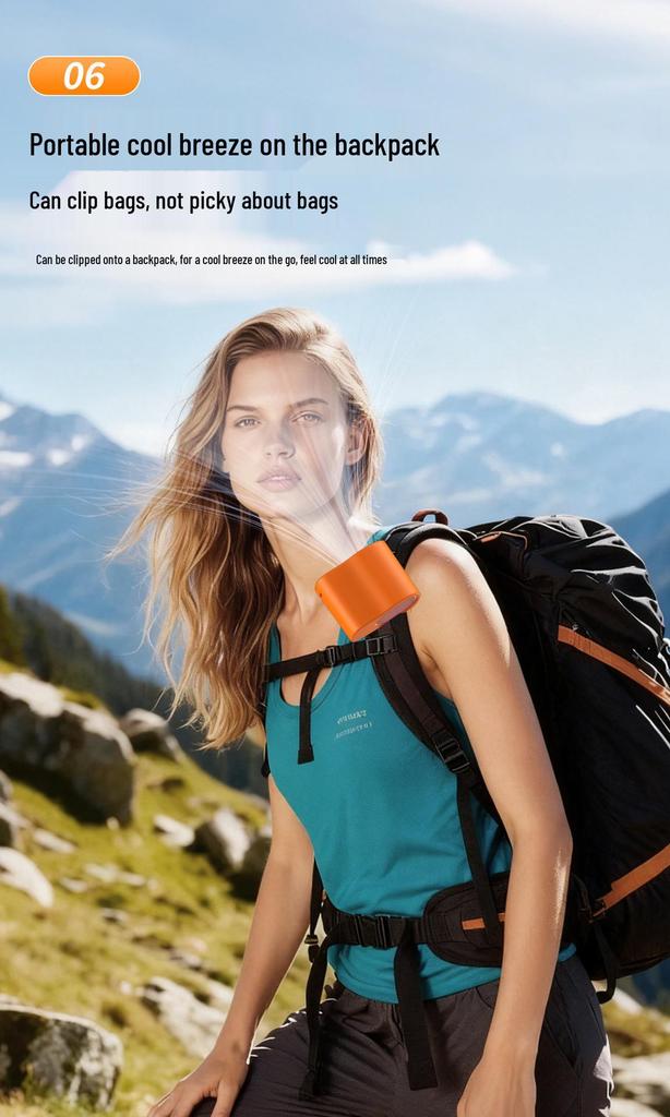 Rechargeable Waist Clip Fan: Portable Outdoor High-Speed Fan with Digital Display for Camping and Neck Use