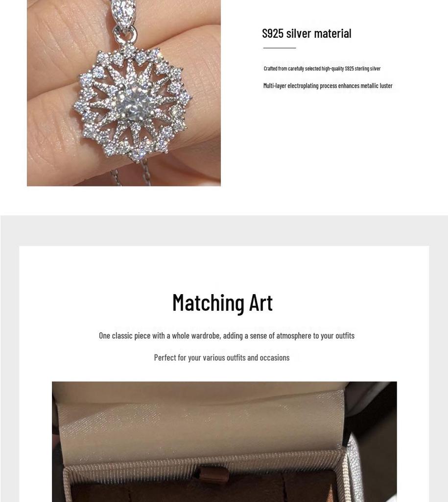 S925 Sterling Silver Snowflake Star Necklace - Festive, Trendy, and Versatile for Everyday Wear
