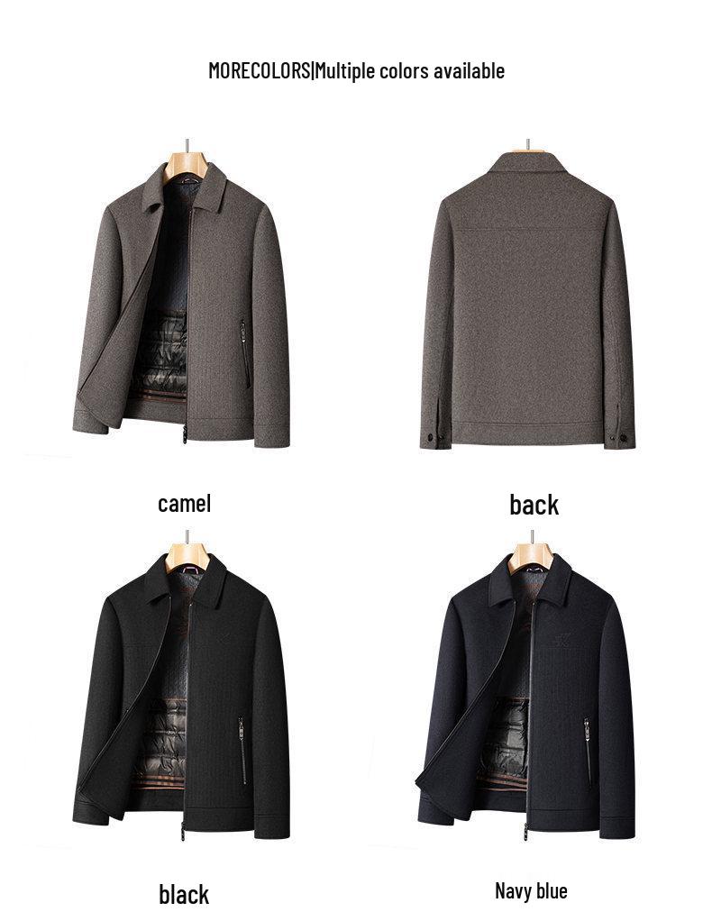 Men's Light Luxury Double-Sided Wool Coat - Short Lapel Autumn/Winter Jacket for Business Casual Wear