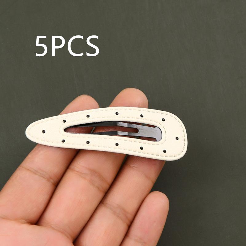 

5Pcs Black White Polka Dot Leather Hair Clips Women S Bangs Bb Clips Cool Sweet Girls Hair Accories Simple Clips as the picture
