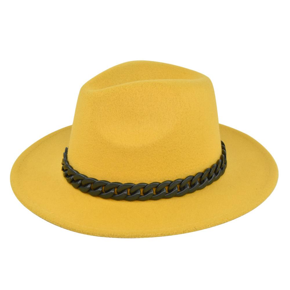 British retro jazz hat easiest for match chain hat women's large brim woolen hat felt hat imitation sheep hat flat brim hat no