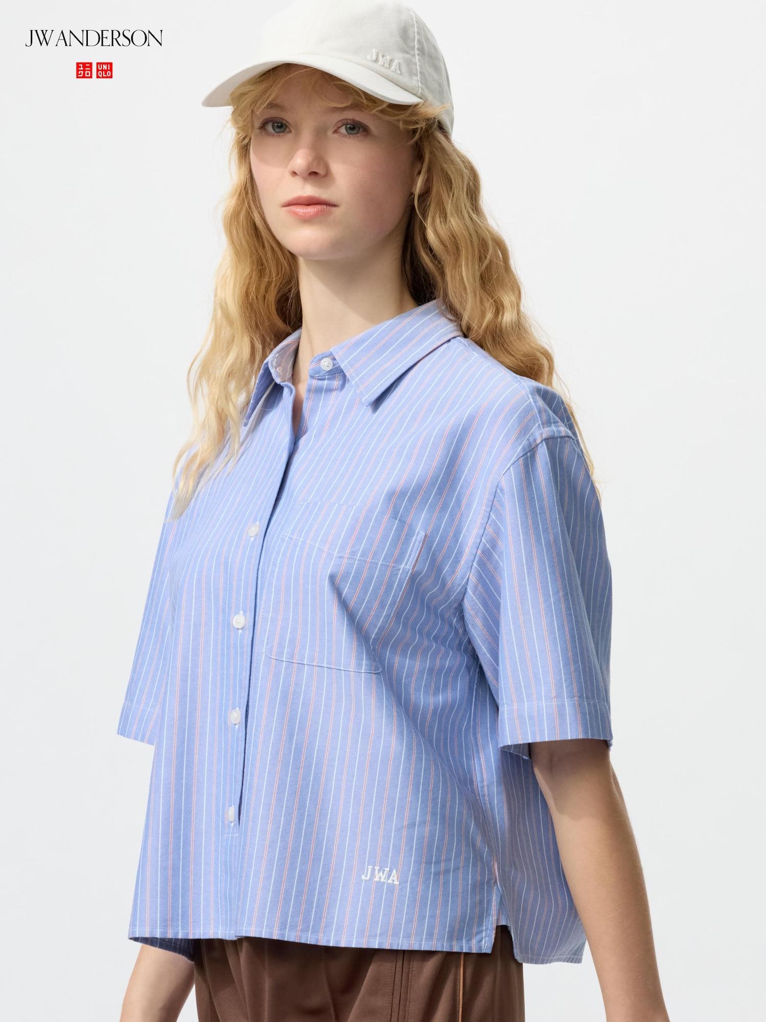 Uniqlo Япония Оксфордская рубашка в полоску 62 BLUE/XS