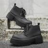 Big Head Derby Shoes Men'S High-Top Leather Shoes Thick-Soled Heightening Martin Boots Retro Warped Head Mid-Top Short Boots 18944-J