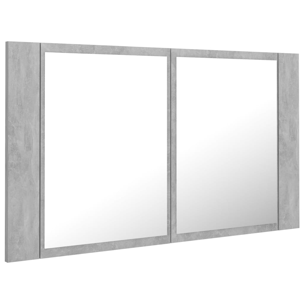 LED Bathroom Mirror Cabinet Concrete Grey 80 X 12 X 45 Cm Acrylic