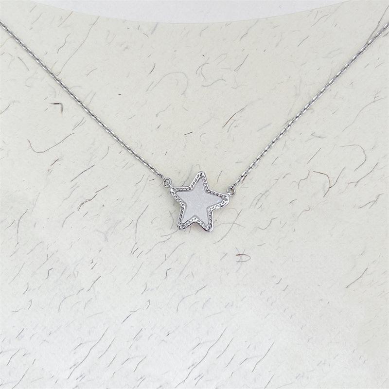 

Jae Fashion Five-Color Crystal Star Necklace - European/American Style Geometric White Gold Star Clavicle Chain