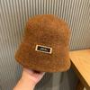 Japanese Ins Simple Letters Woolen Retro Bucket Hat Autumn and Winter Women Fashion Versatile Solid Color Fisherman Hat