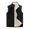 Men's Casual Fleece Solid Color Zipper Vest, Men's Stand-up Collar Lambskin Stand-up Collar Vest